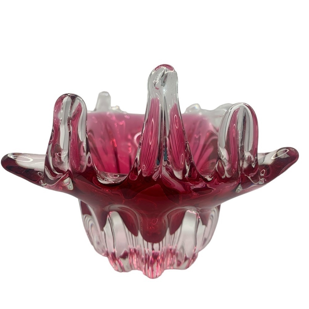 Art Glass Vintage bowl, red/cranberry color, by Egermann, Czech Republic. - Picture 9 of 9